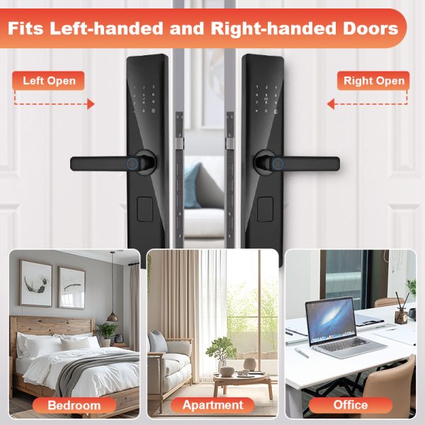 Style Competitive Price Tuya Smart Lock App Password Card Fingerprint Handle Rechargeable
